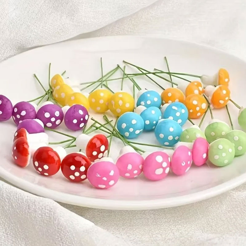 Outdoor Furniture Material - 20PCS Colorful Artificial Mini Mushroom Model