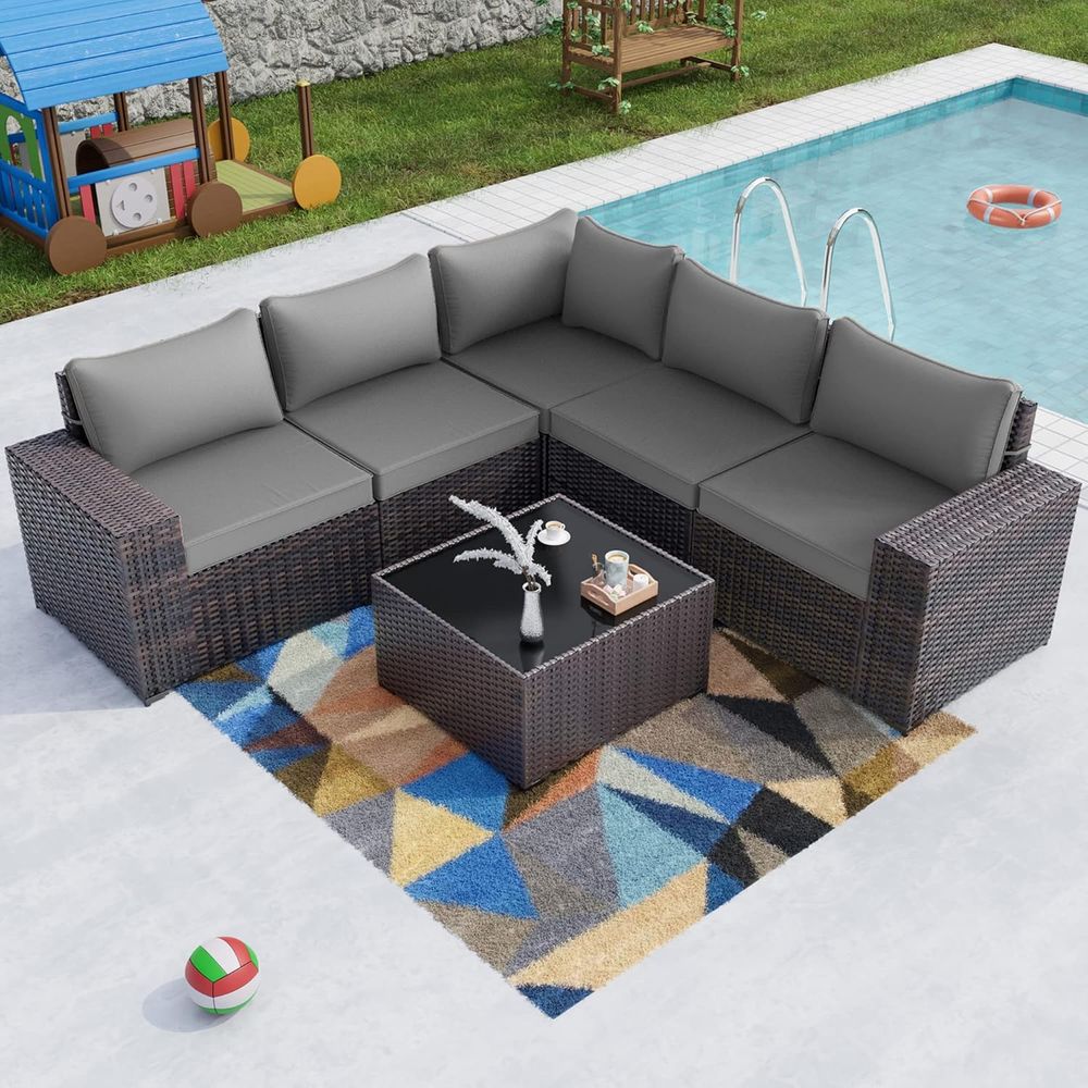 Outdoor Furniture Deals - 6-Piece Sectional Outdoor Patio Furniture Set