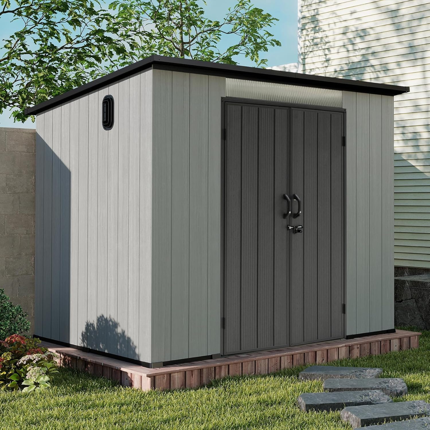 Outdoor Furniture Waterproof - Domi 6x9FT Resin Outdoor Storage Shed