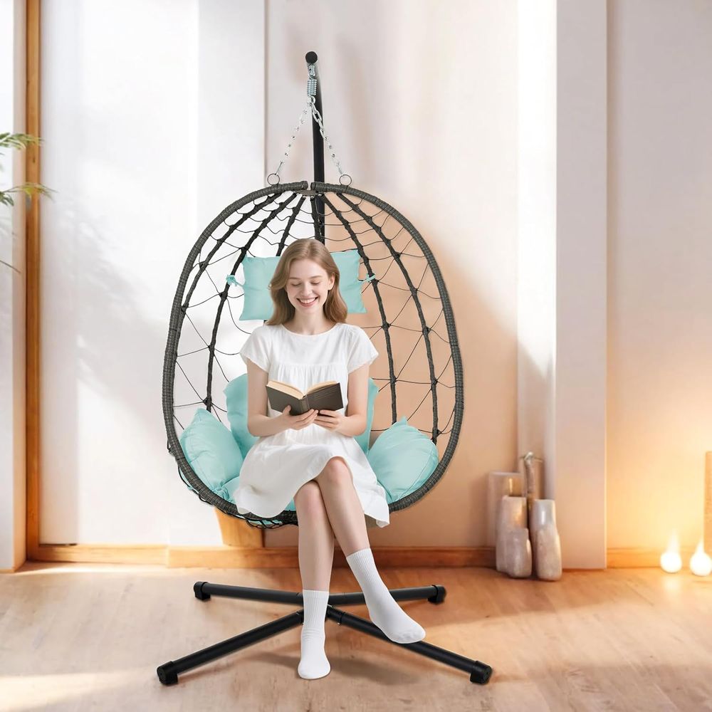 Hanging Egg Chair - Indoor/Outdoor Hanging Egg Chair with Stand,