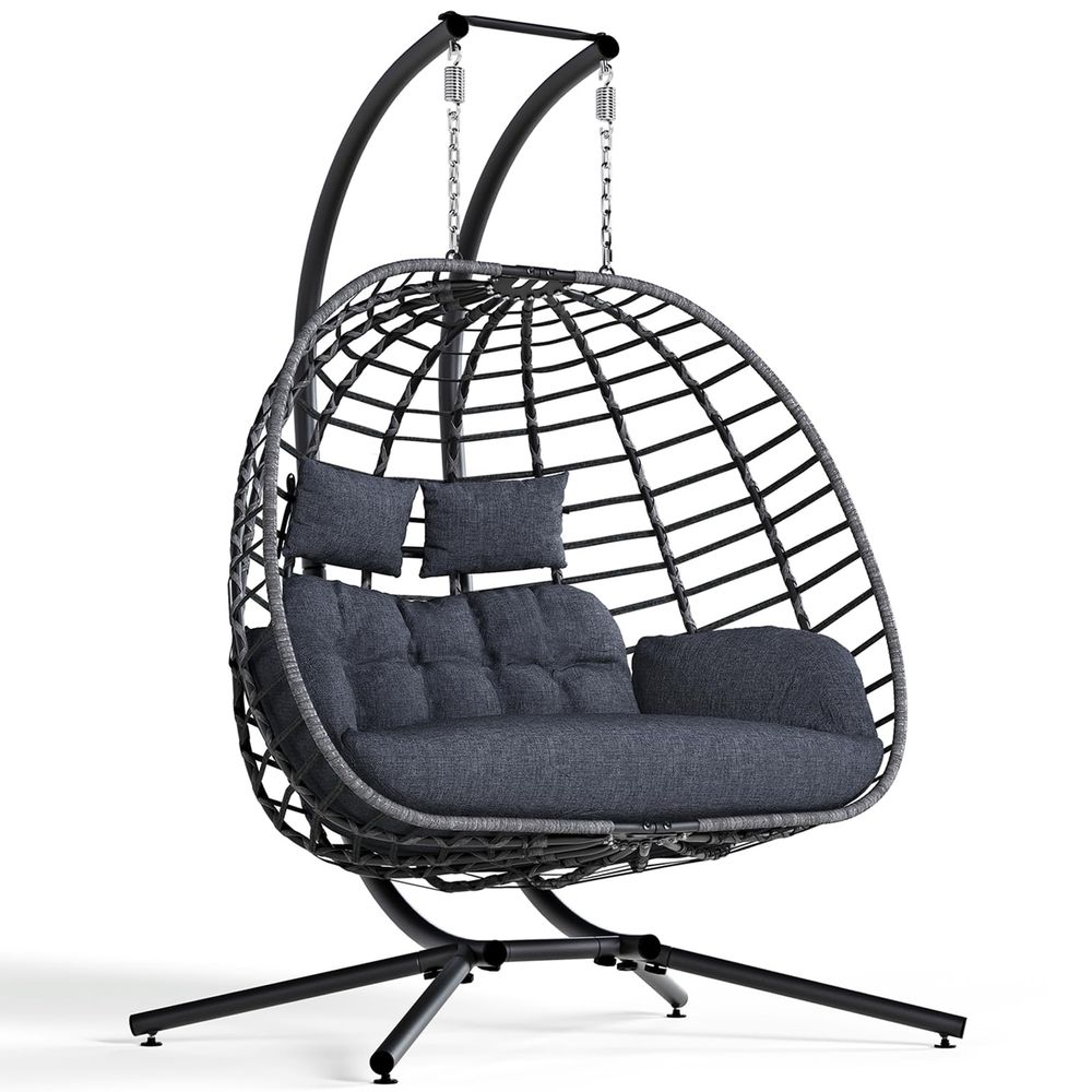 Hanging Egg Chair - Double Egg Swing Chair with Stand,