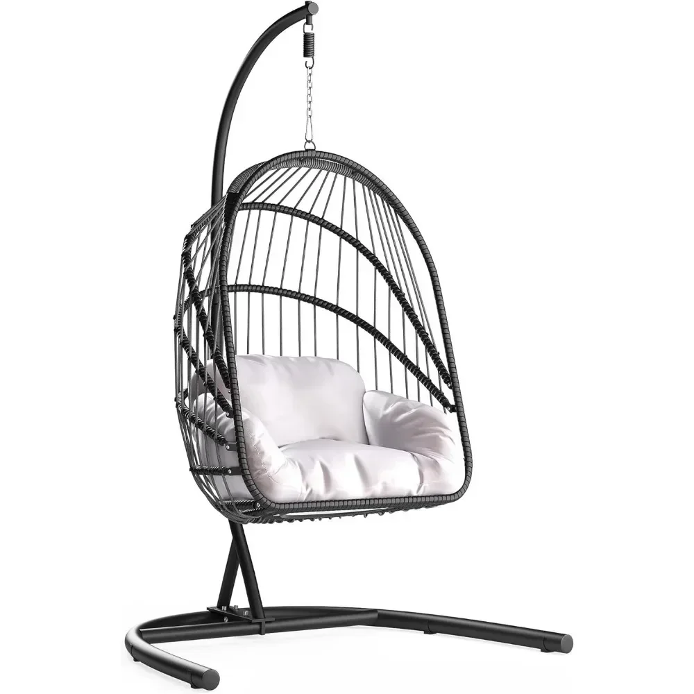 Hanging Egg Chair - Wicker Swing Egg Chair with Cushions