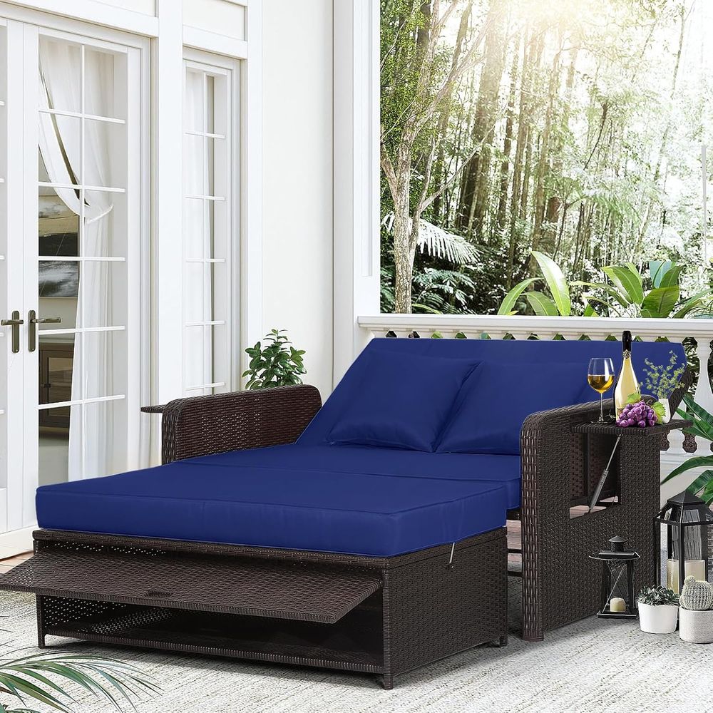 Outdoor Furniture With Storage For Cushions - Outdoor Wicker Daybed Loveseat Set with