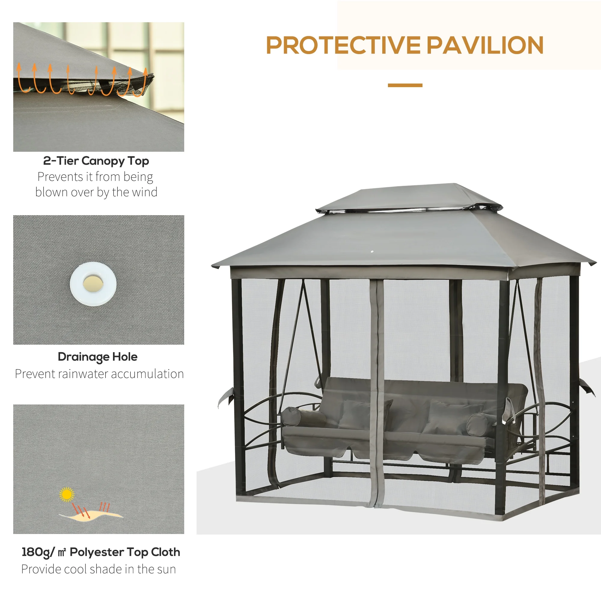 3 Person Patio Gazebo Swing Ch – обзор и цена Outdoor Furniture Gazebo