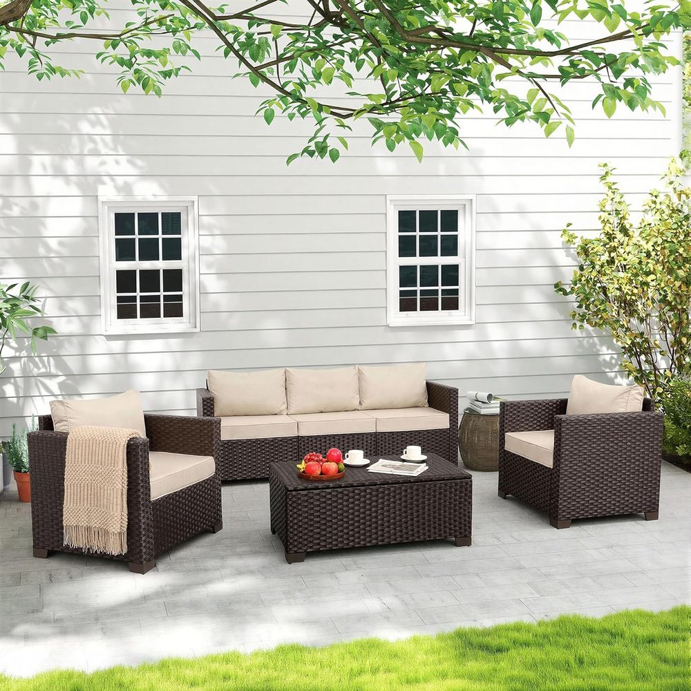 4-Piece Outdoor Patio Furnitur – обзор и цена Outdoor Furniture With Storage For Cushions