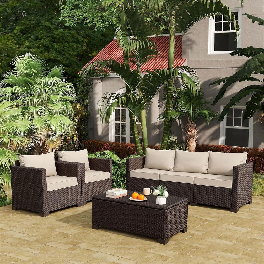 4-Piece Outdoor Patio Furnitur – обзор и цена Outdoor Furniture With Storage For Cushions