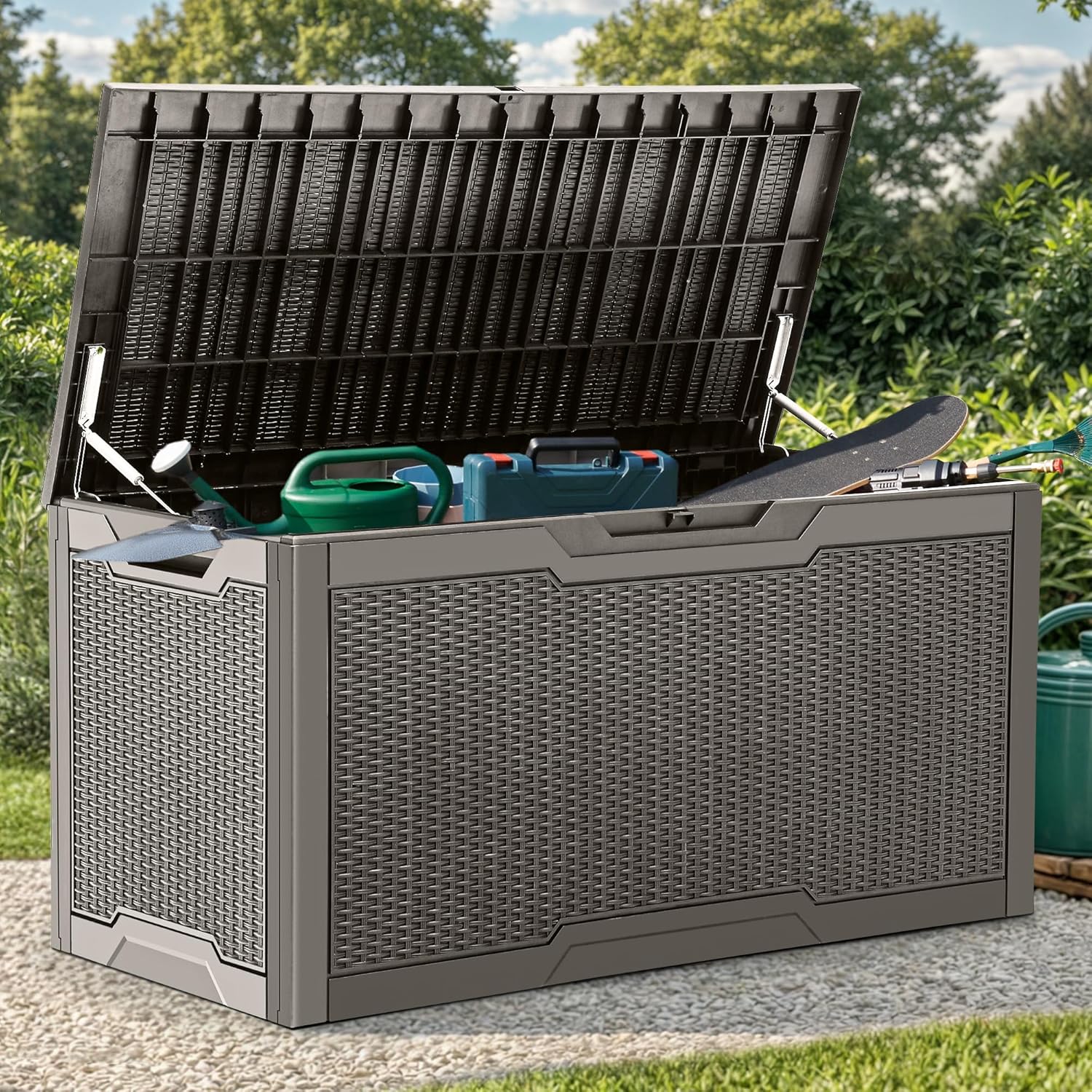 100 Gallon Large Deck Box, Out – обзор и цена Outdoor Furniture With Storage For Cushions