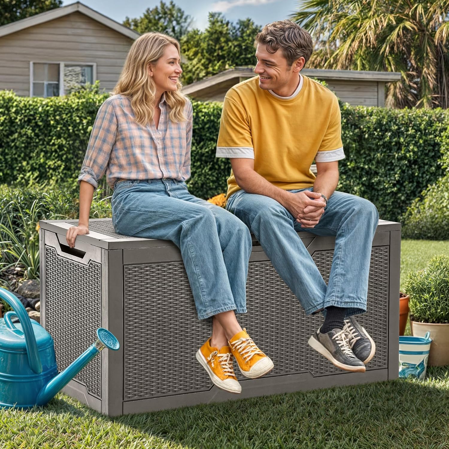 100 Gallon Large Deck Box, Out – обзор и цена Outdoor Furniture With Storage For Cushions