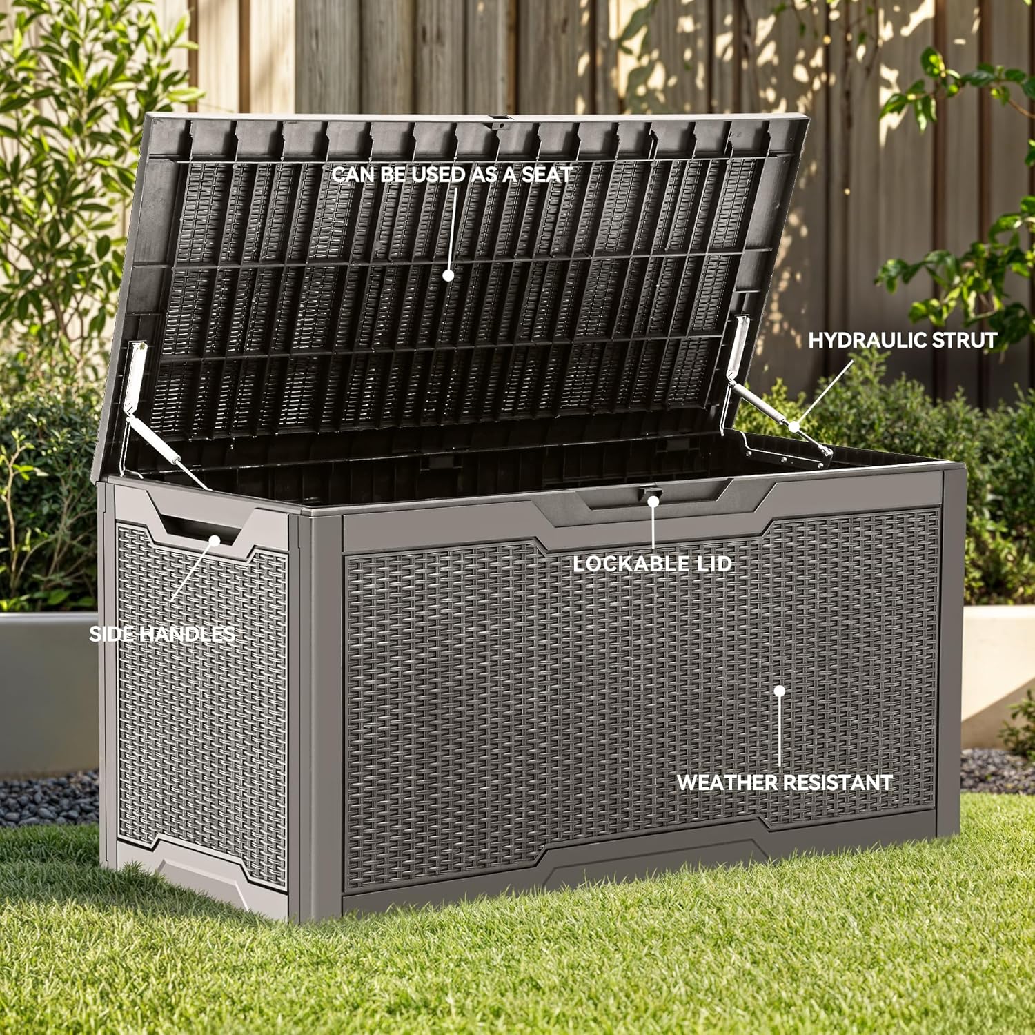 100 Gallon Large Deck Box, Out – обзор и цена Outdoor Furniture With Storage For Cushions