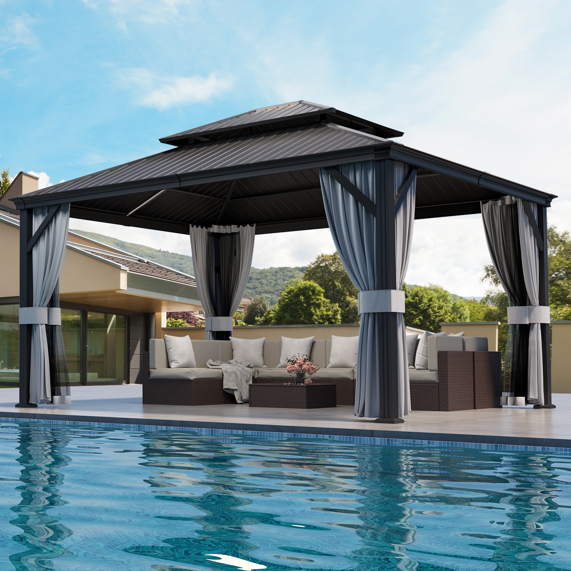 12'x14' Hardtop Gazebo Aluminu – обзор и цена Outdoor Furniture Gazebo
