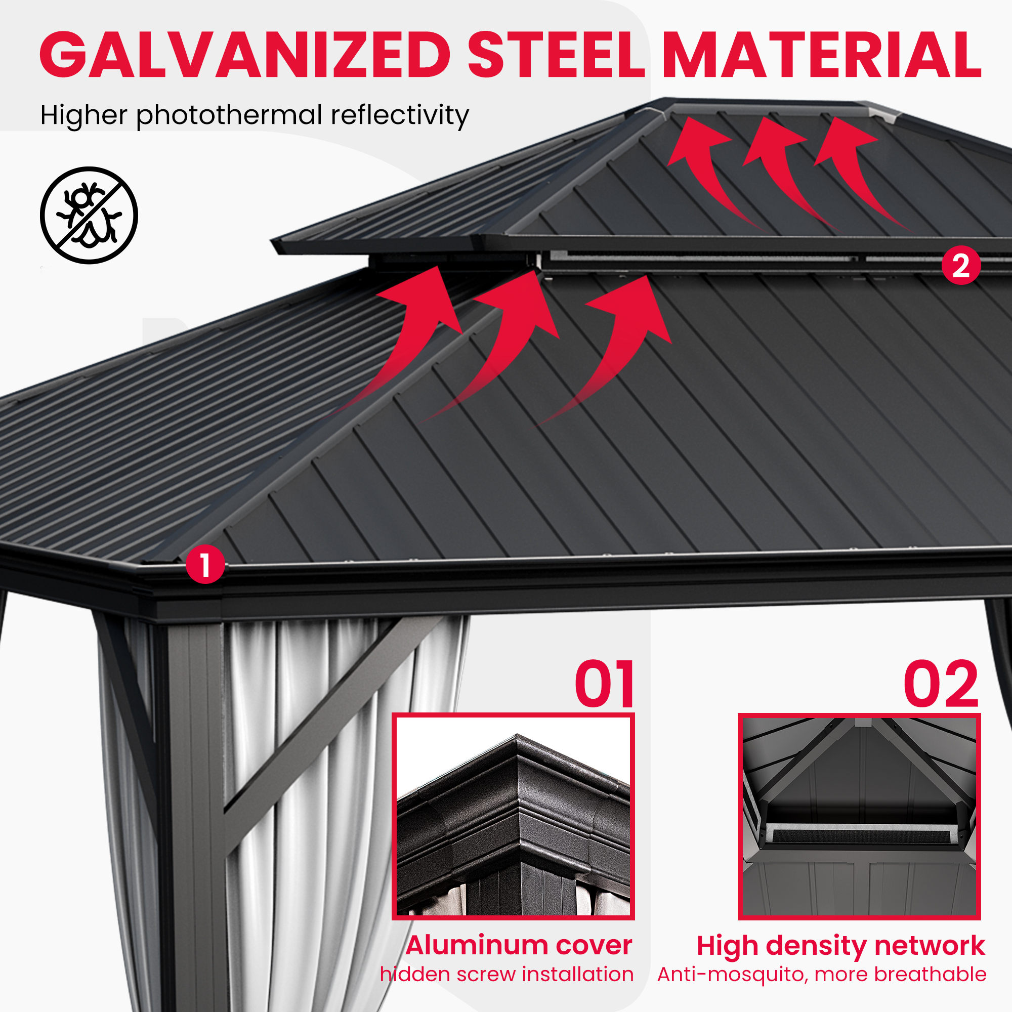12'x14' Hardtop Gazebo Aluminu – обзор и цена Outdoor Furniture Gazebo