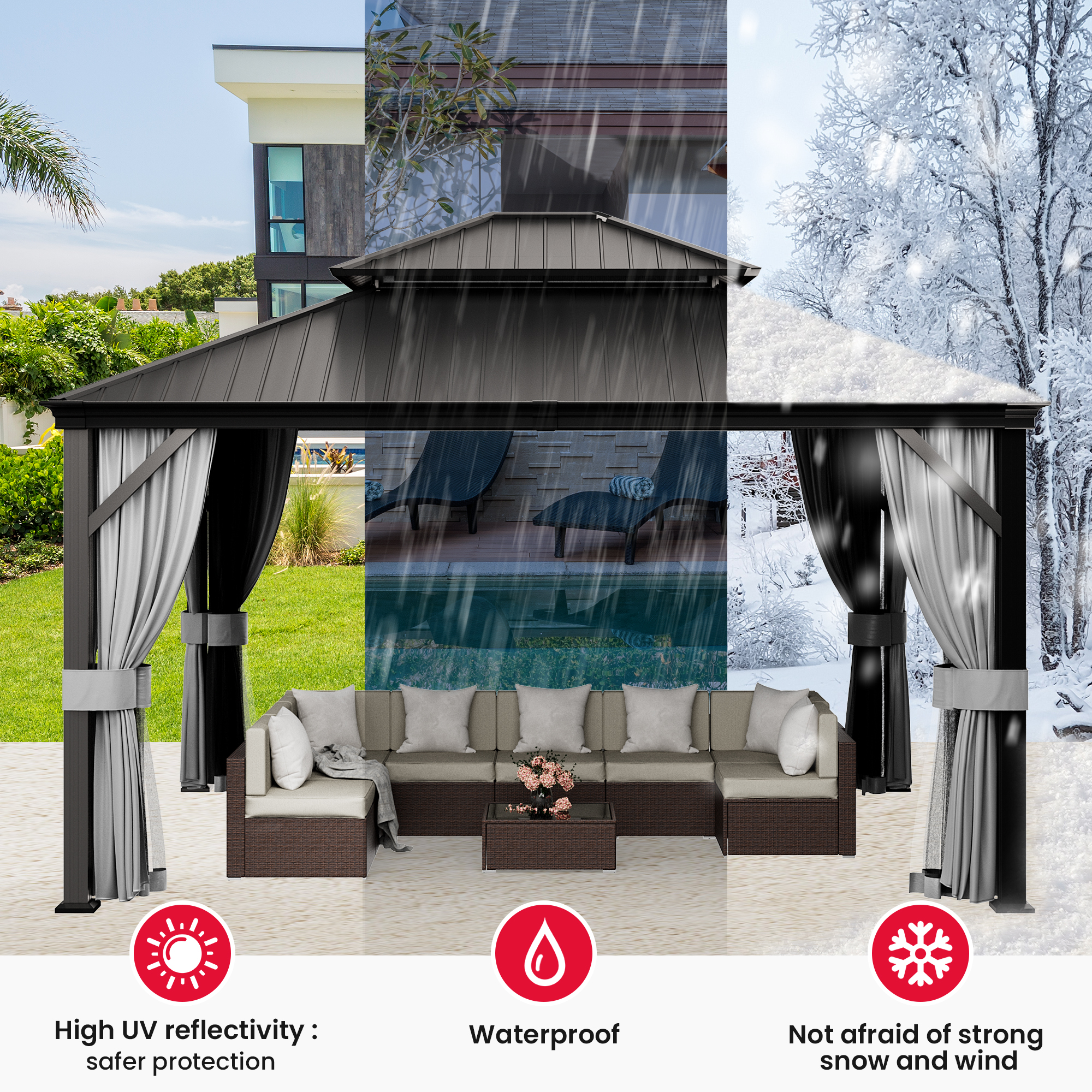 12'x14' Hardtop Gazebo Aluminu – обзор и цена Outdoor Furniture Gazebo