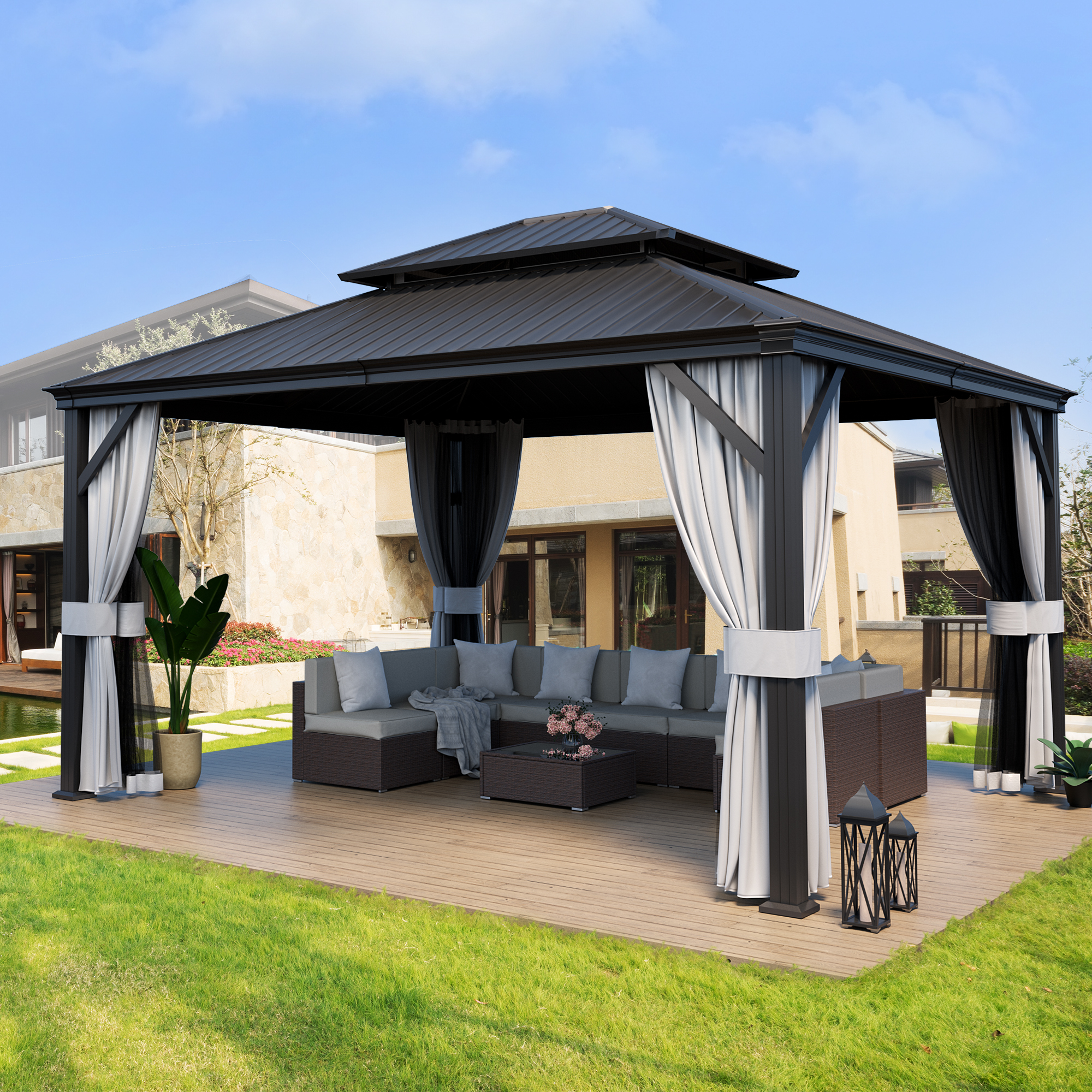 12'x14' Hardtop Gazebo Aluminu – обзор и цена Outdoor Furniture Gazebo