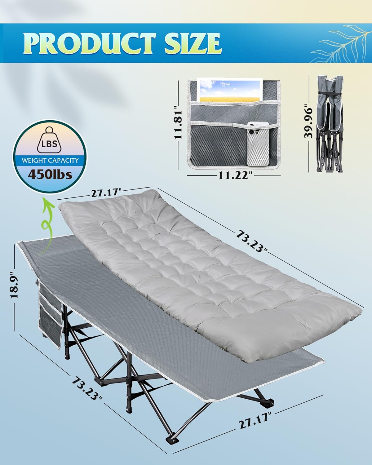 Camping Cot with Mattress for  – обзор и цена Camping Cot Foldable