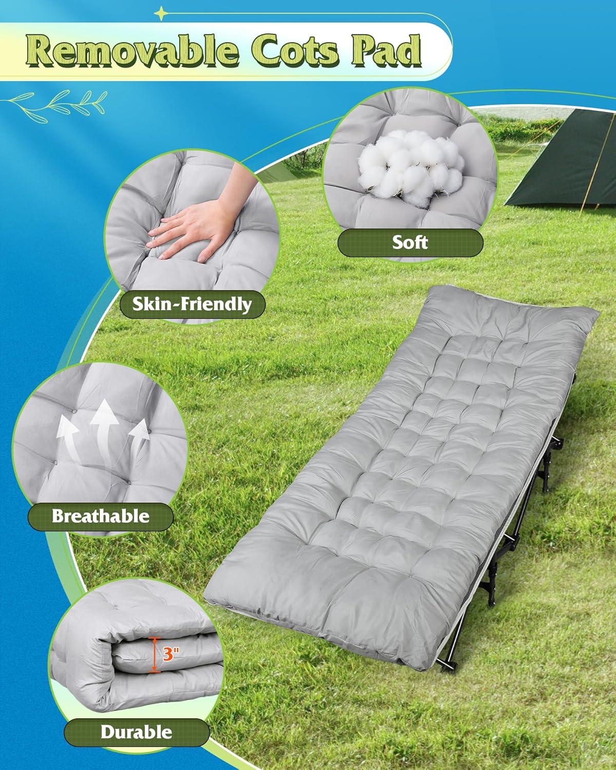 Camping Cot with Mattress for  – обзор и цена Camping Cot Foldable