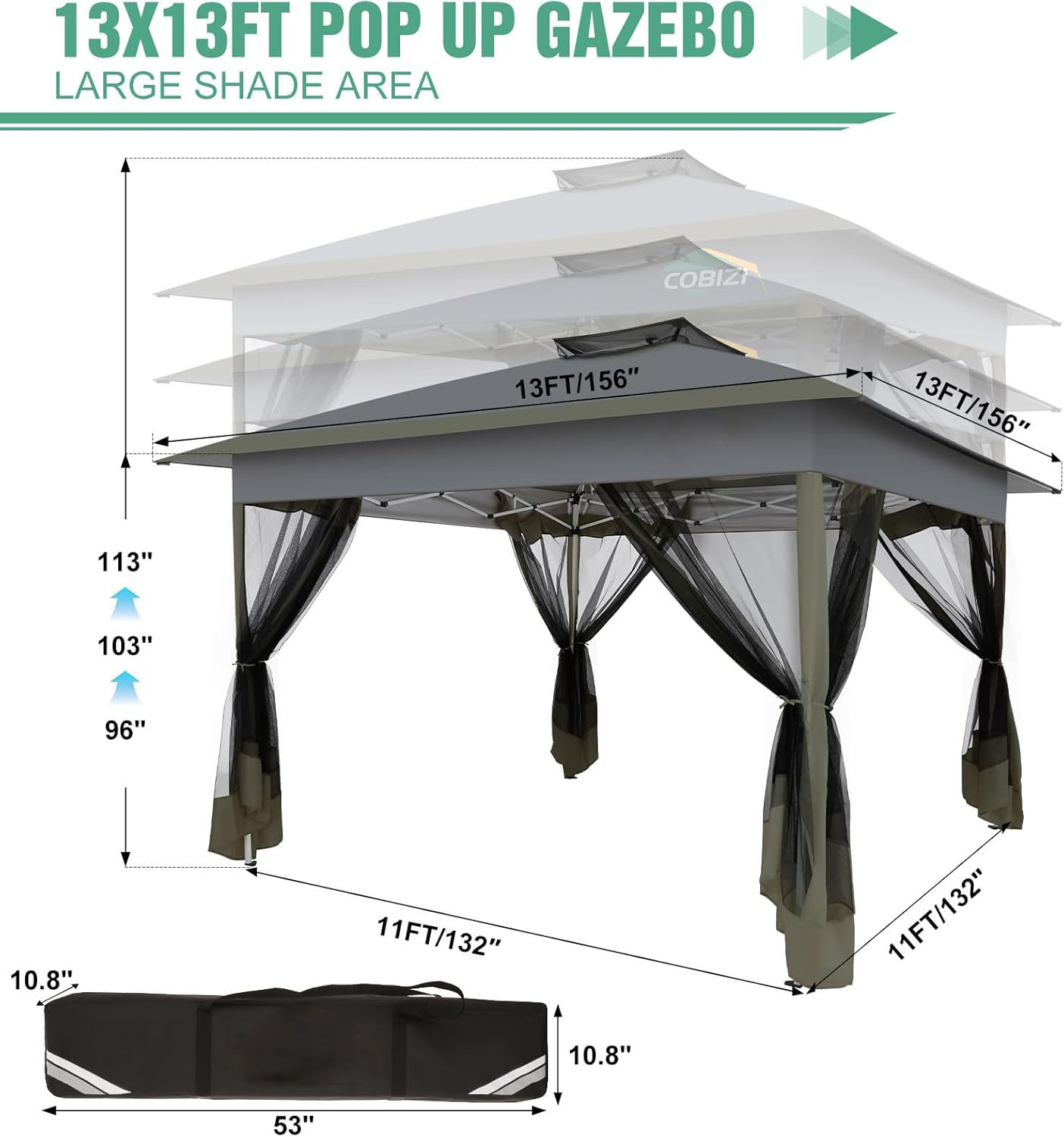 13x13ft Gazebo Pop Up Canopy T – обзор и цена Outdoor Furniture Gazebo