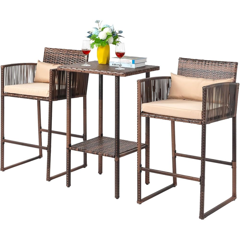 Outdoor Patio Bar Set with Wic – обзор и цена Outdoor Furniture With Storage For Cushions