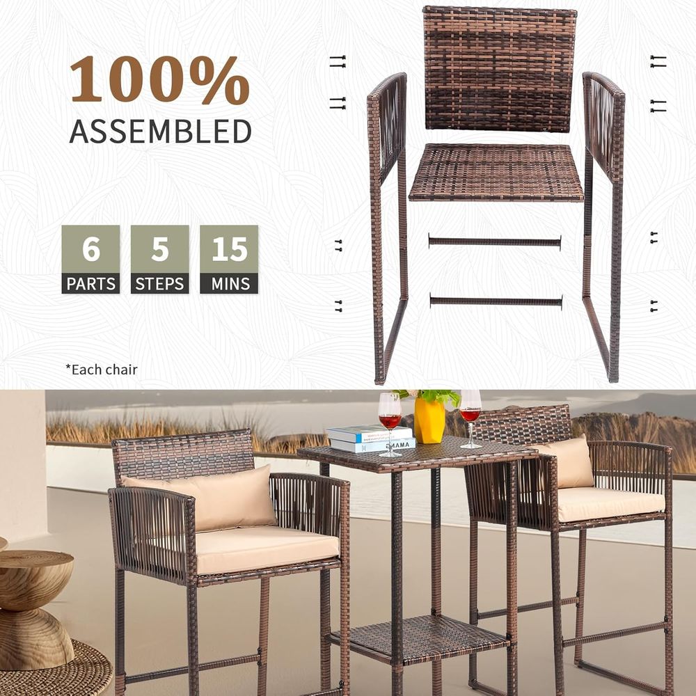Outdoor Patio Bar Set with Wic – обзор и цена Outdoor Furniture With Storage For Cushions