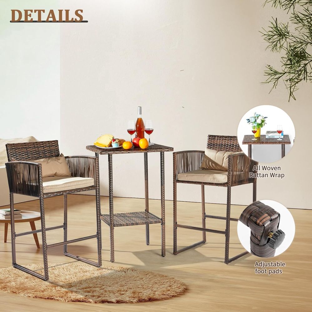 Outdoor Patio Bar Set with Wic – обзор и цена Outdoor Furniture With Storage For Cushions