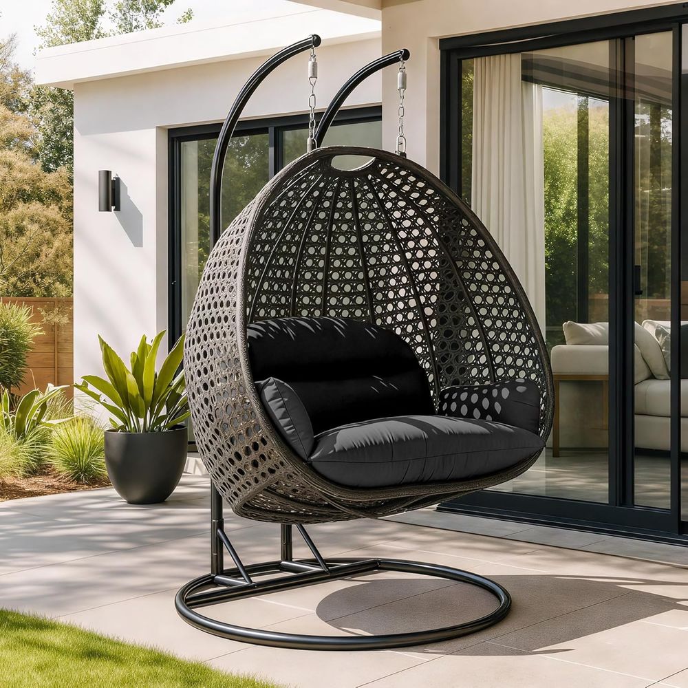 Black 2-Person Wicker Hanging  – обзор и цена Hanging Egg Chair