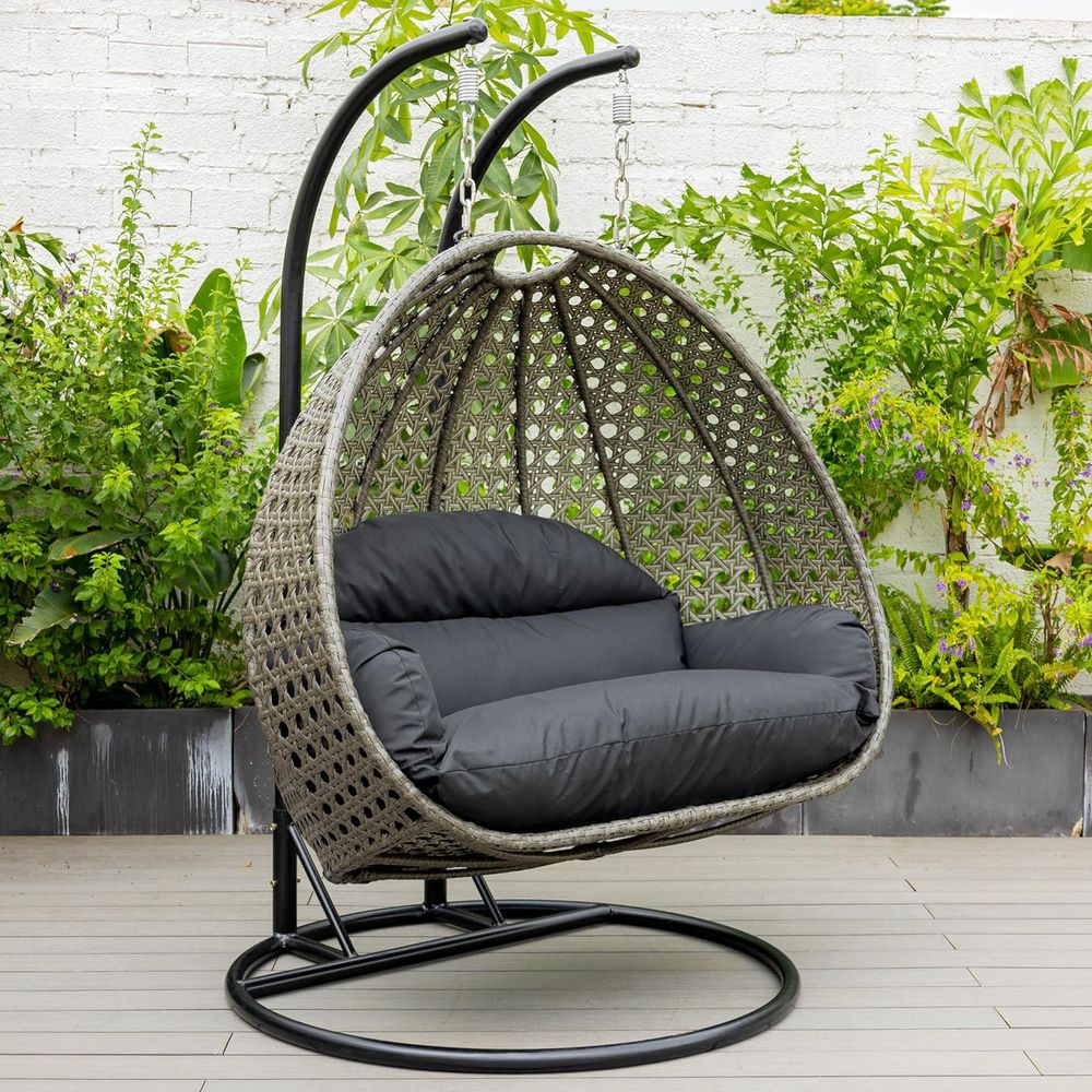 Black 2-Person Wicker Hanging  – обзор и цена Hanging Egg Chair