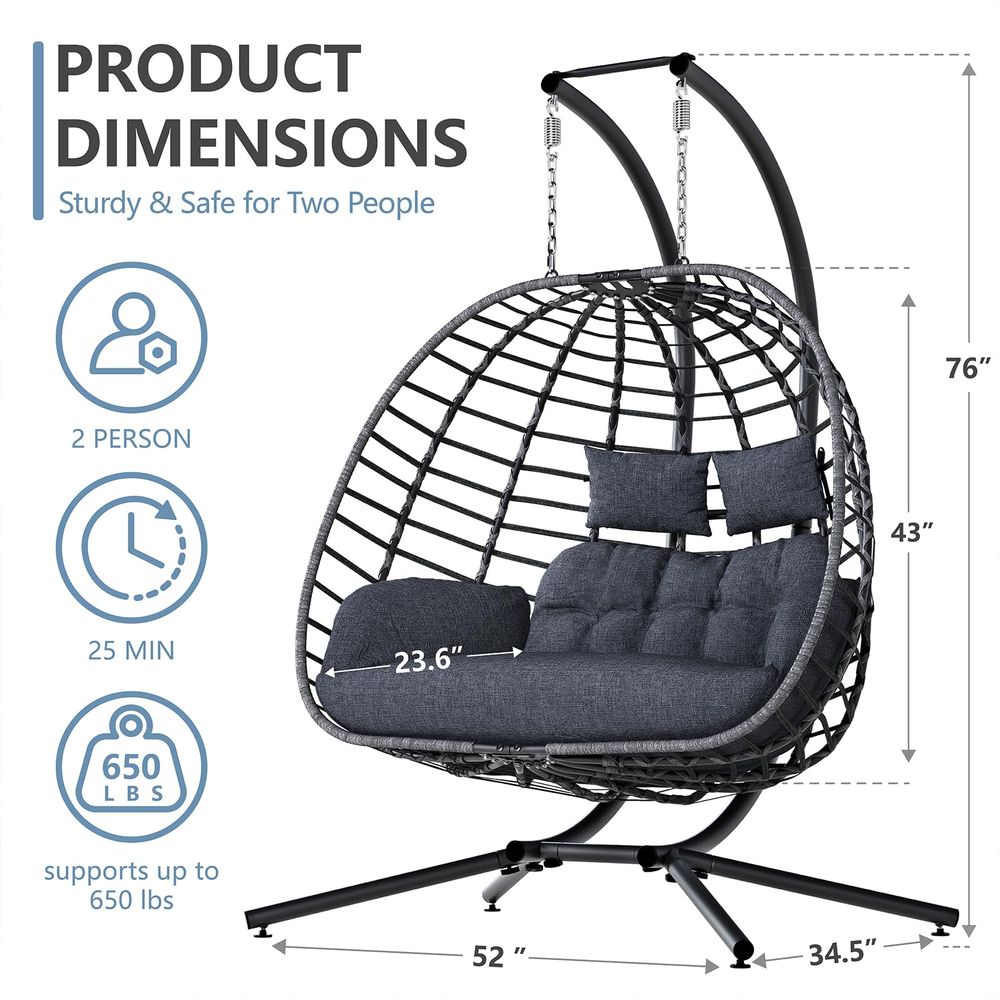 Double Egg Swing Chair with St – обзор и цена Hanging Egg Chair