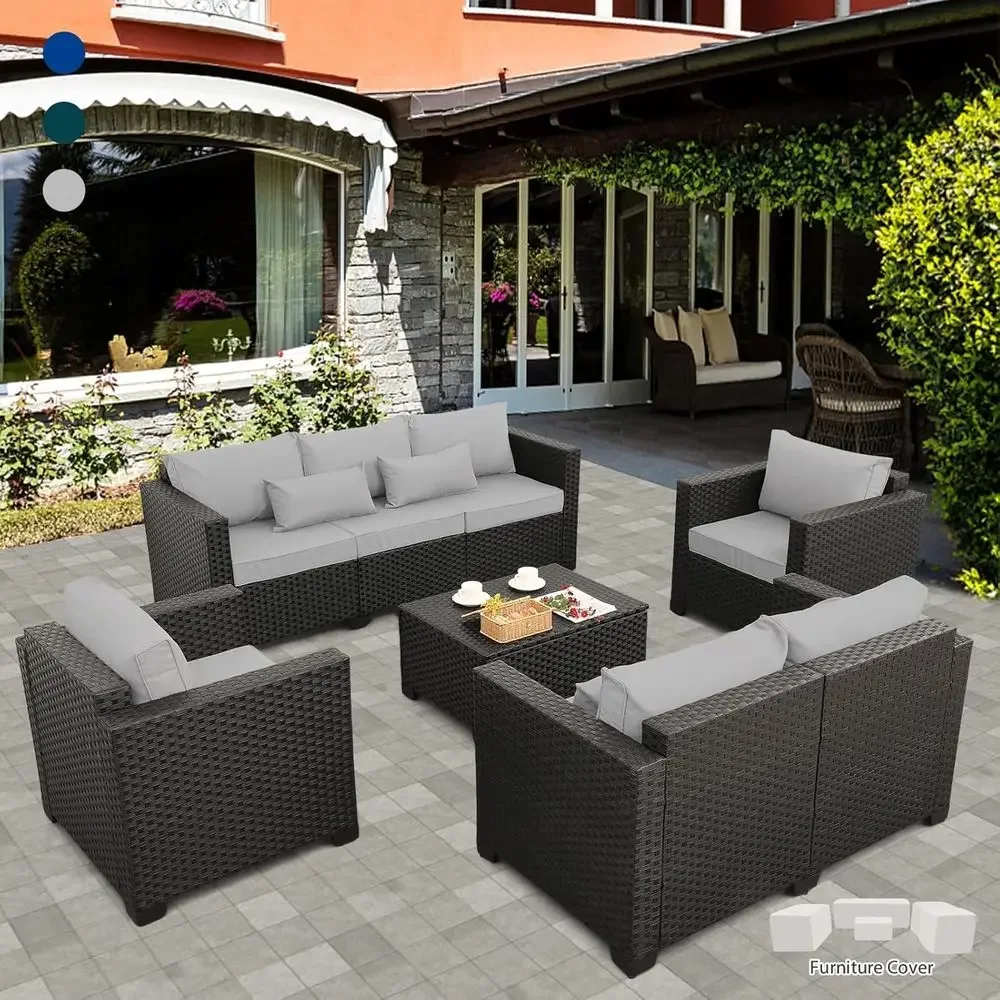 Grey Outdoor Wicker Sectional  – обзор и цена Outdoor Furniture With Storage For Cushions