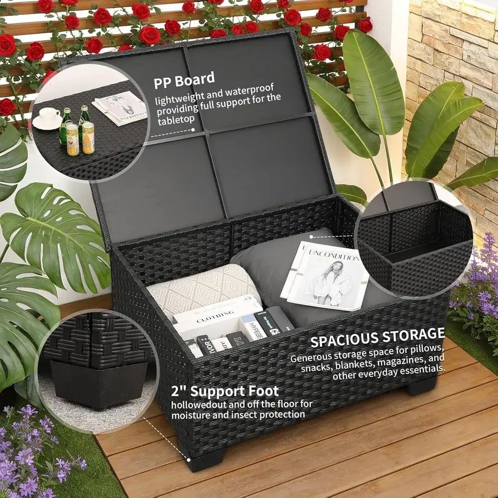 Grey Outdoor Wicker Sectional  – обзор и цена Outdoor Furniture With Storage For Cushions