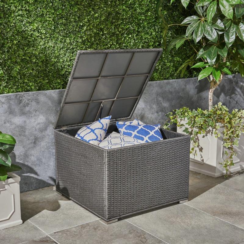 Dark Gray Rattan Outdoor Stora – обзор и цена Outdoor Furniture With Storage For Cushions