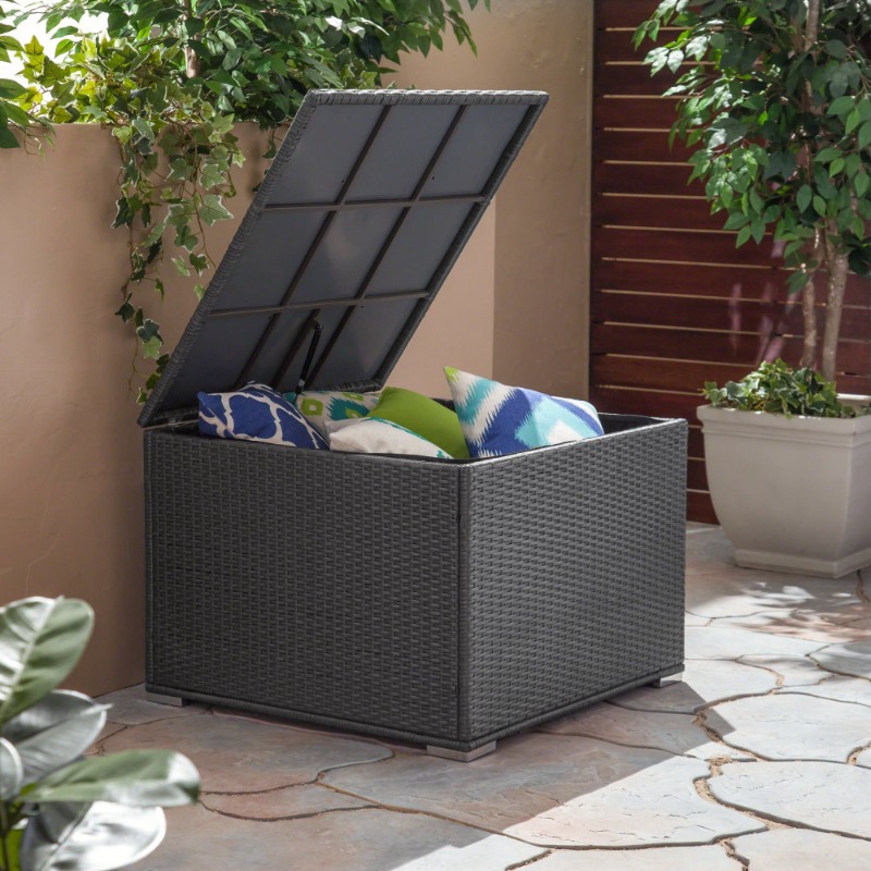 Dark Gray Rattan Outdoor Stora – обзор и цена Outdoor Furniture With Storage For Cushions
