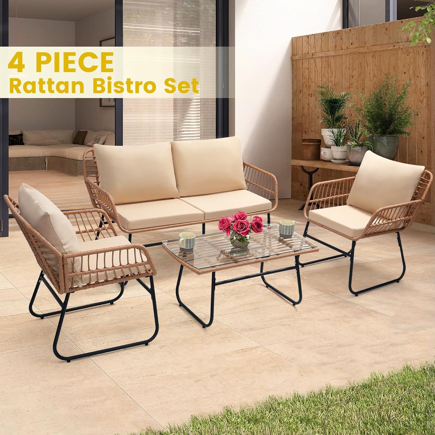 4 Piece Patio Bistro Outdoor F – обзор и цена Outdoor Furniture Deals