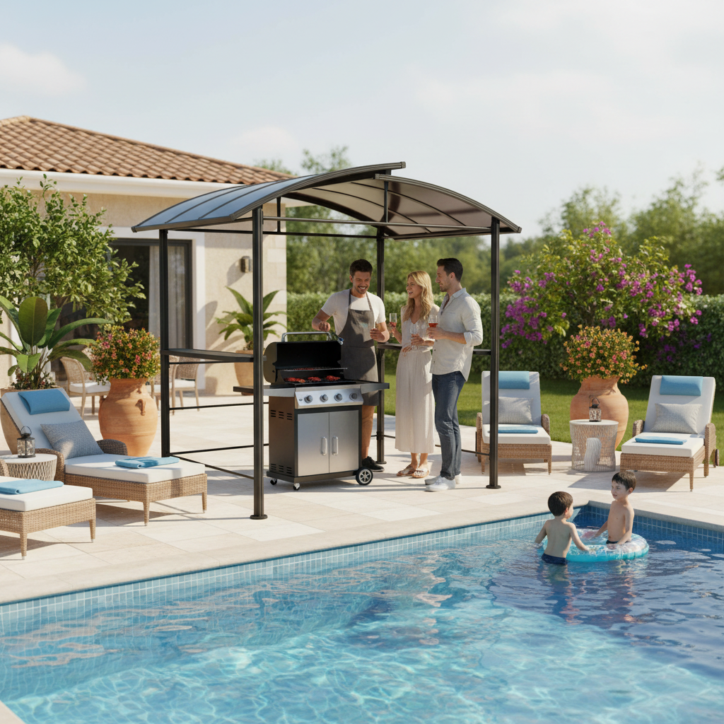 2.4X1.5M Curved Top Modern BBQ – обзор и цена Outdoor Furniture Gazebo