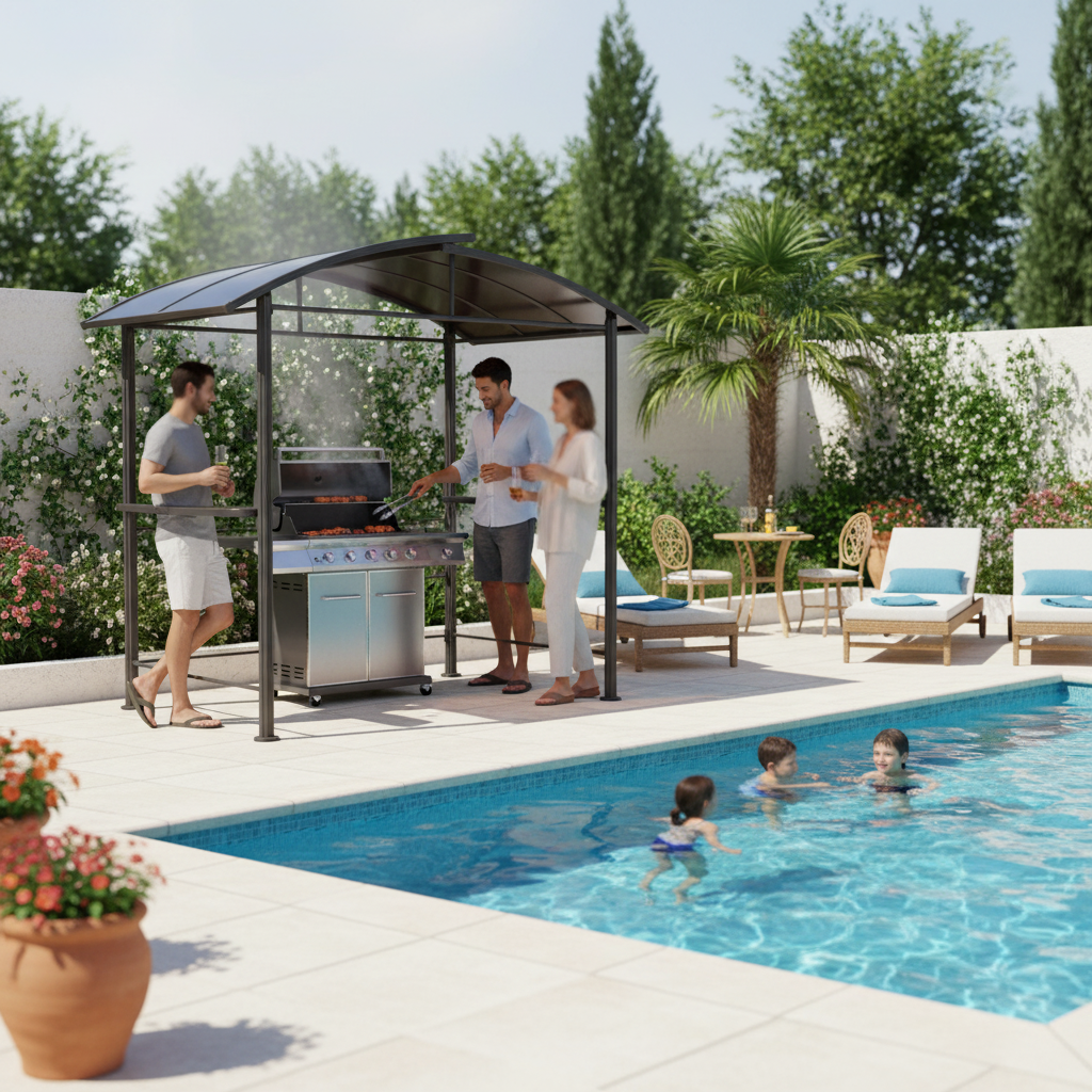 2.4X1.5M Curved Top Modern BBQ – обзор и цена Outdoor Furniture Gazebo