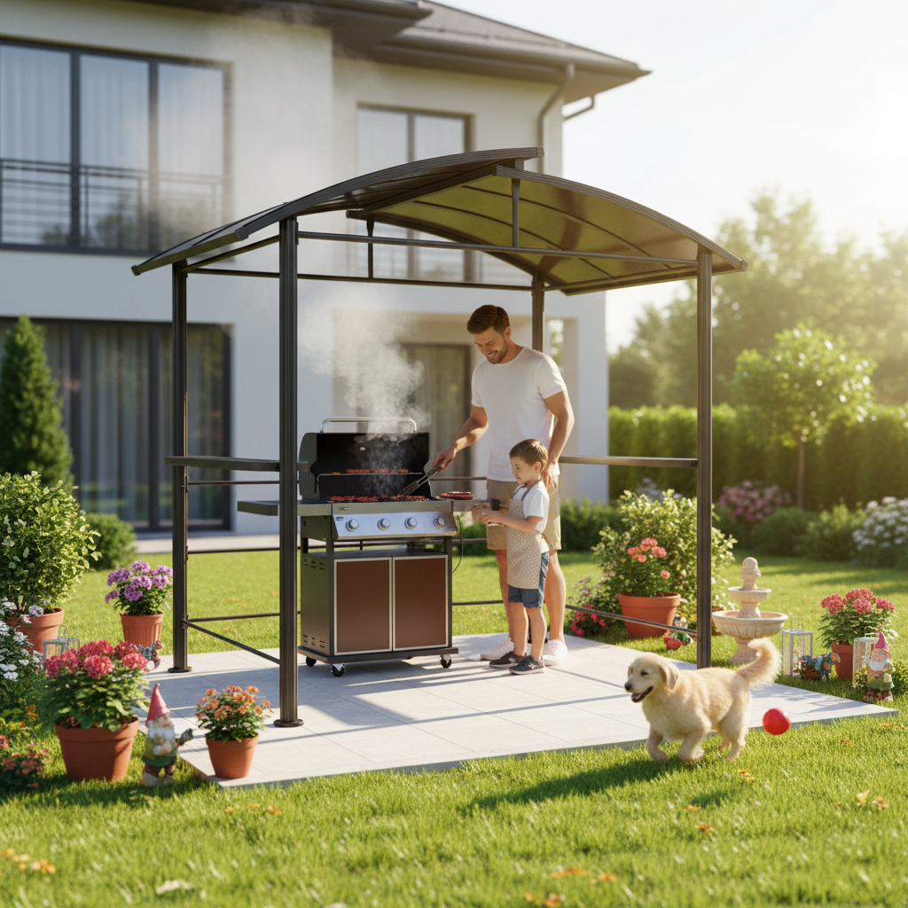 2.4X1.5M Curved Top Modern BBQ – обзор и цена Outdoor Furniture Gazebo