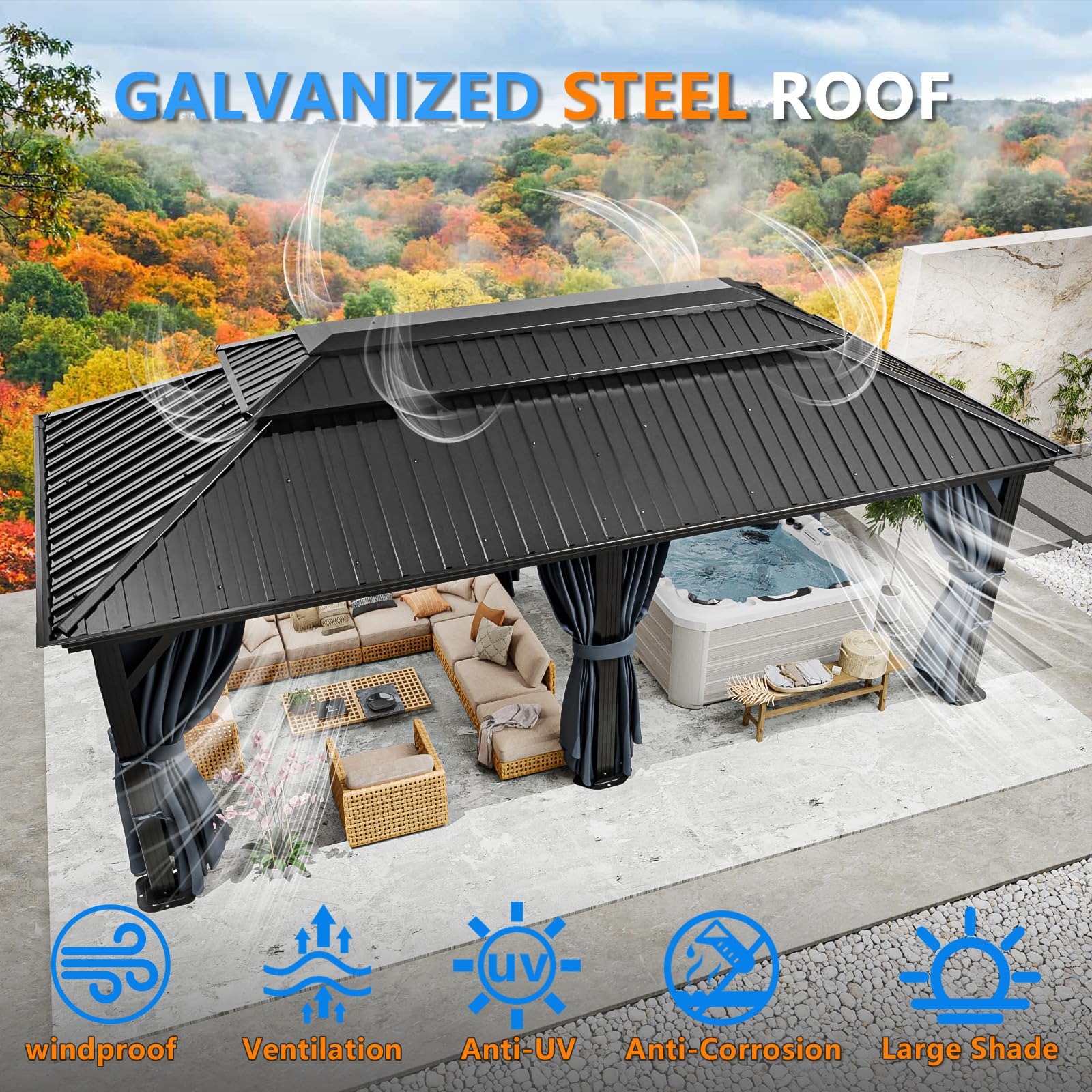 12×20 Hardtop Gazebo with Meta – обзор и цена Outdoor Furniture Gazebo