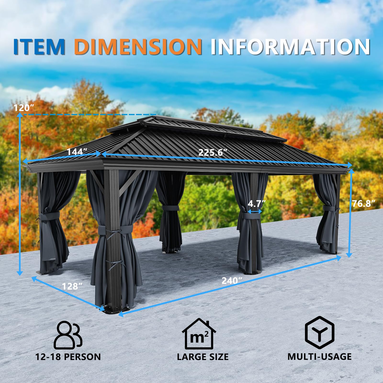 12×20 Hardtop Gazebo with Meta – обзор и цена Outdoor Furniture Gazebo